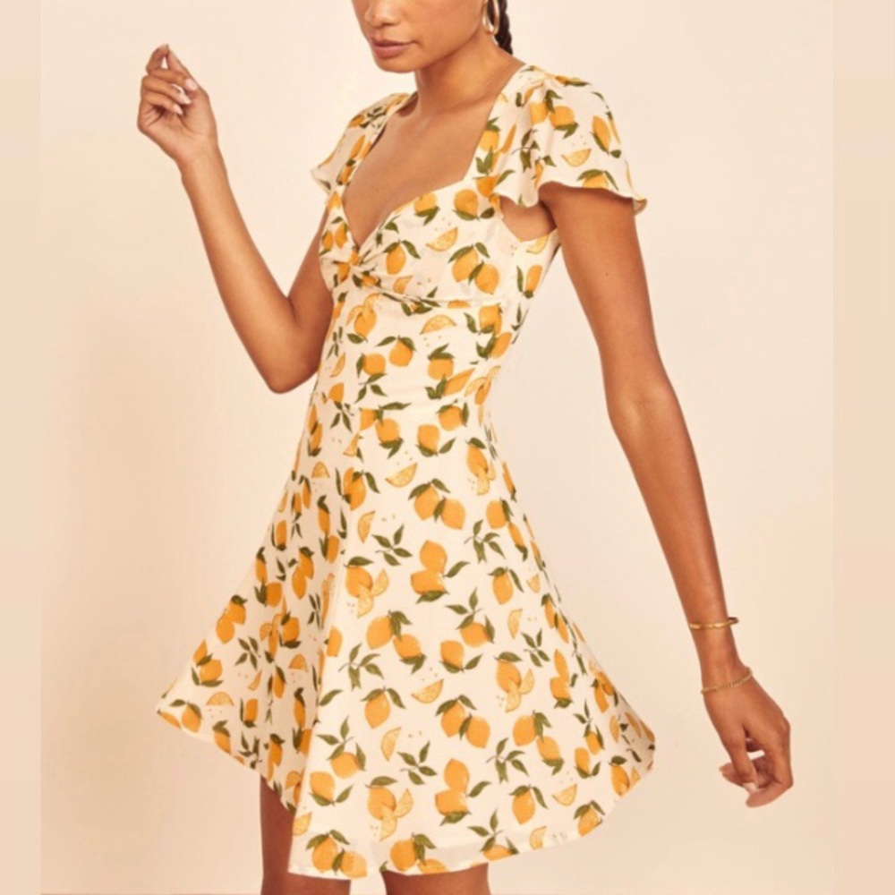 New Reformation Kenni Mini Dress Lemonade 10